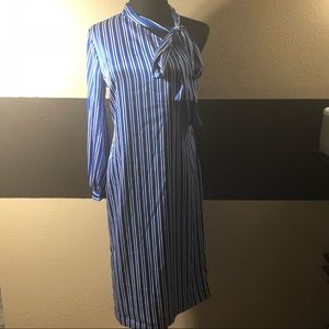 Banana Republic blue white black striped dress NEW